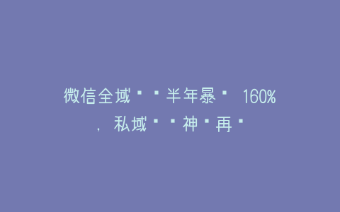 微信全域带货半年暴涨 160%，私域变现神话再续